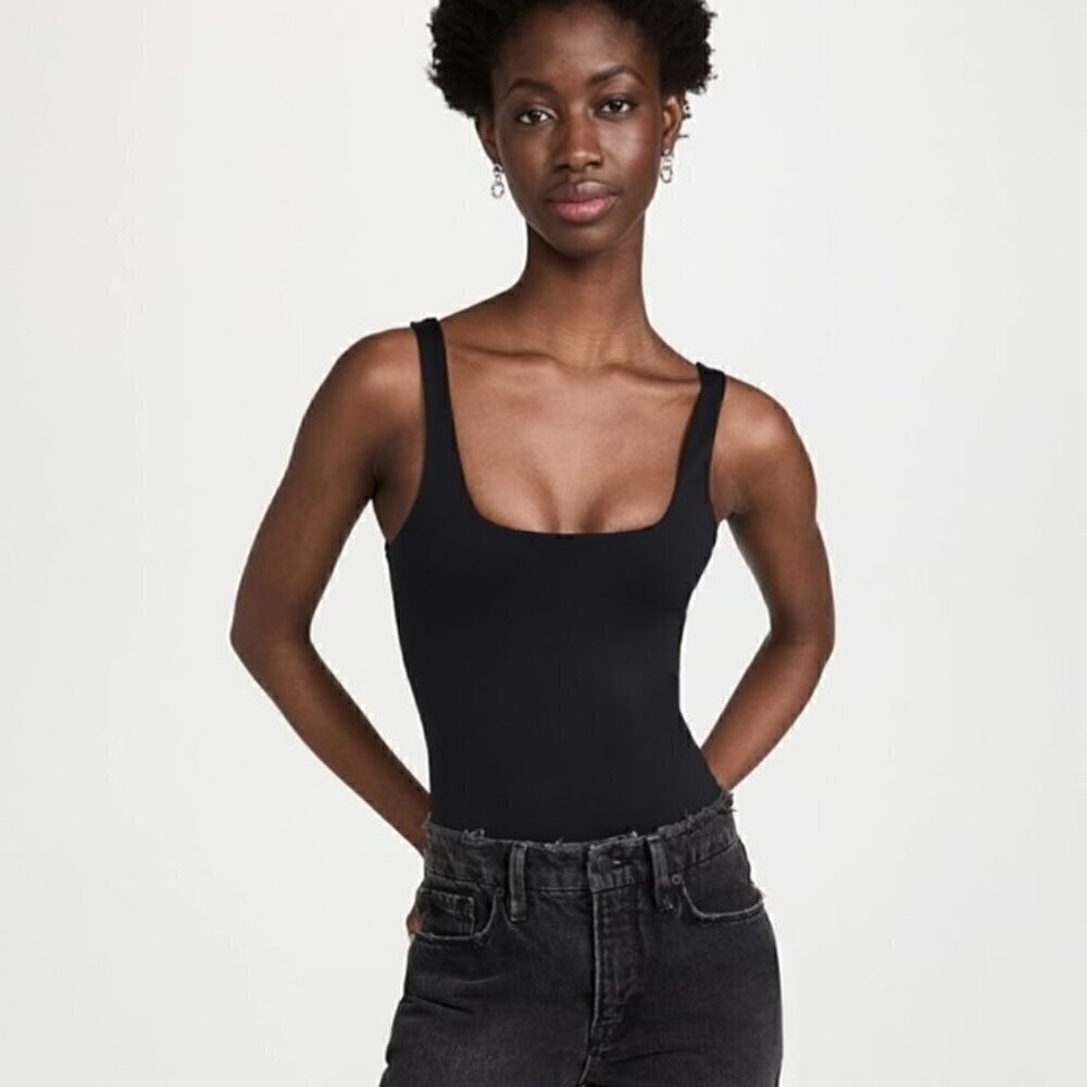 NWT Good American Black Scoop Neck Bodysuit - Size 5 (XXL)